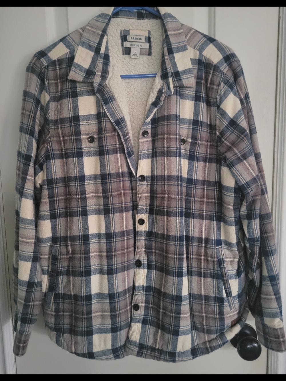 L.L. Bean Plaid Sherpa-Lined Button-Up Shirt